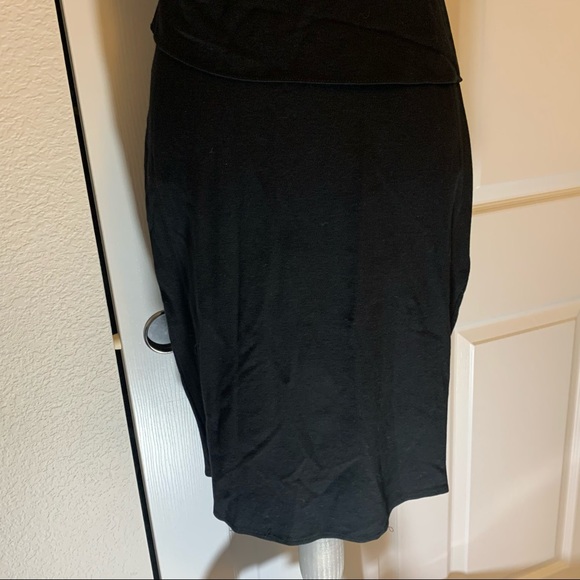 KOBE HALPERIN designer 6 black knit midi dress flattering top and waist accents - Picture 4 of 16